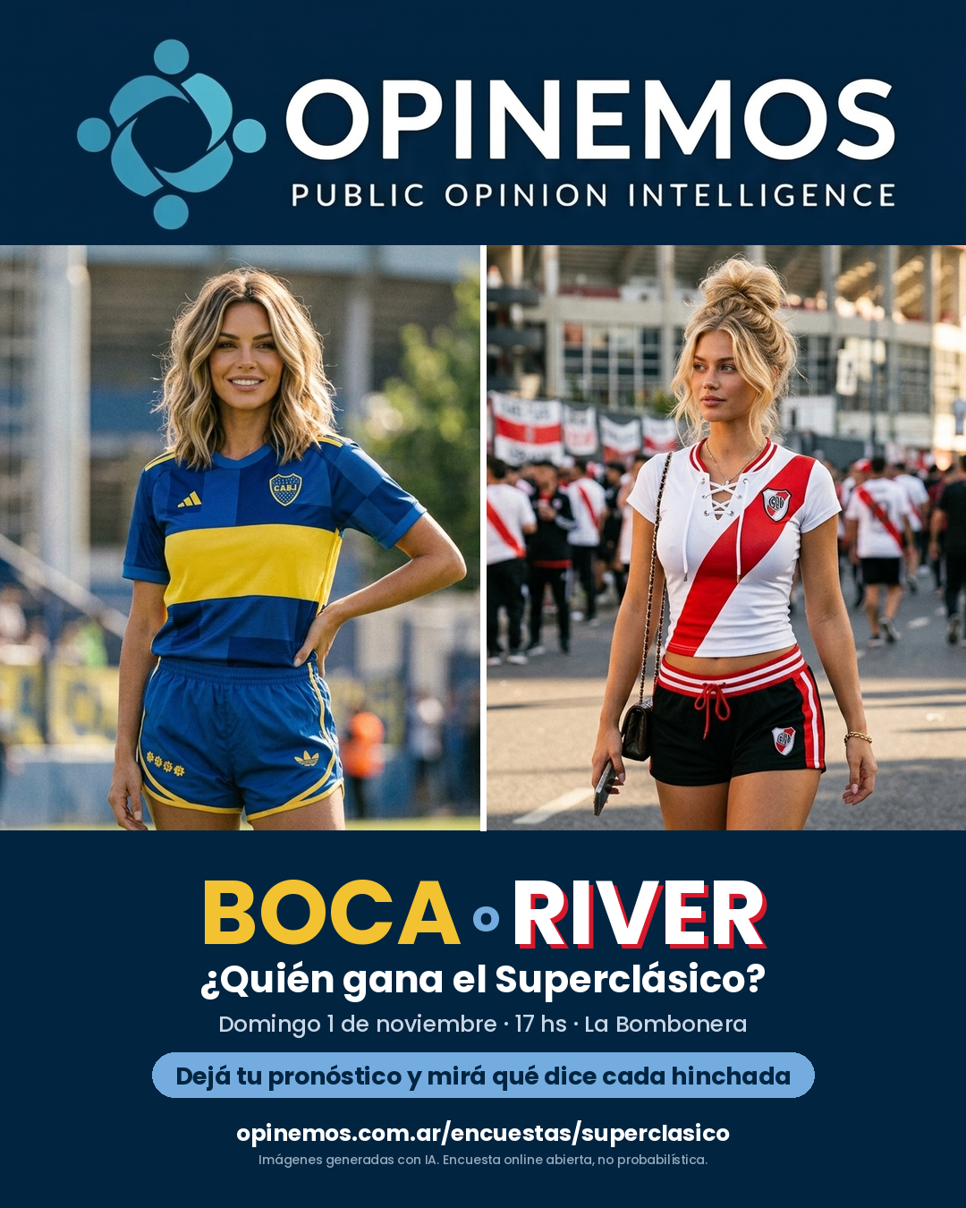 Encuesta OPINEMOS: Superclásico Boca o River, ¿quién gana?