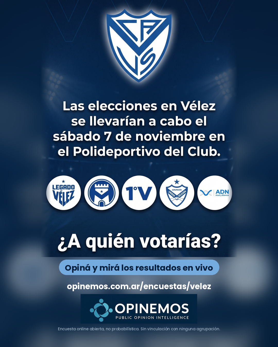 Encuesta OPINEMOS: elecciones en Vélez Sarsfield